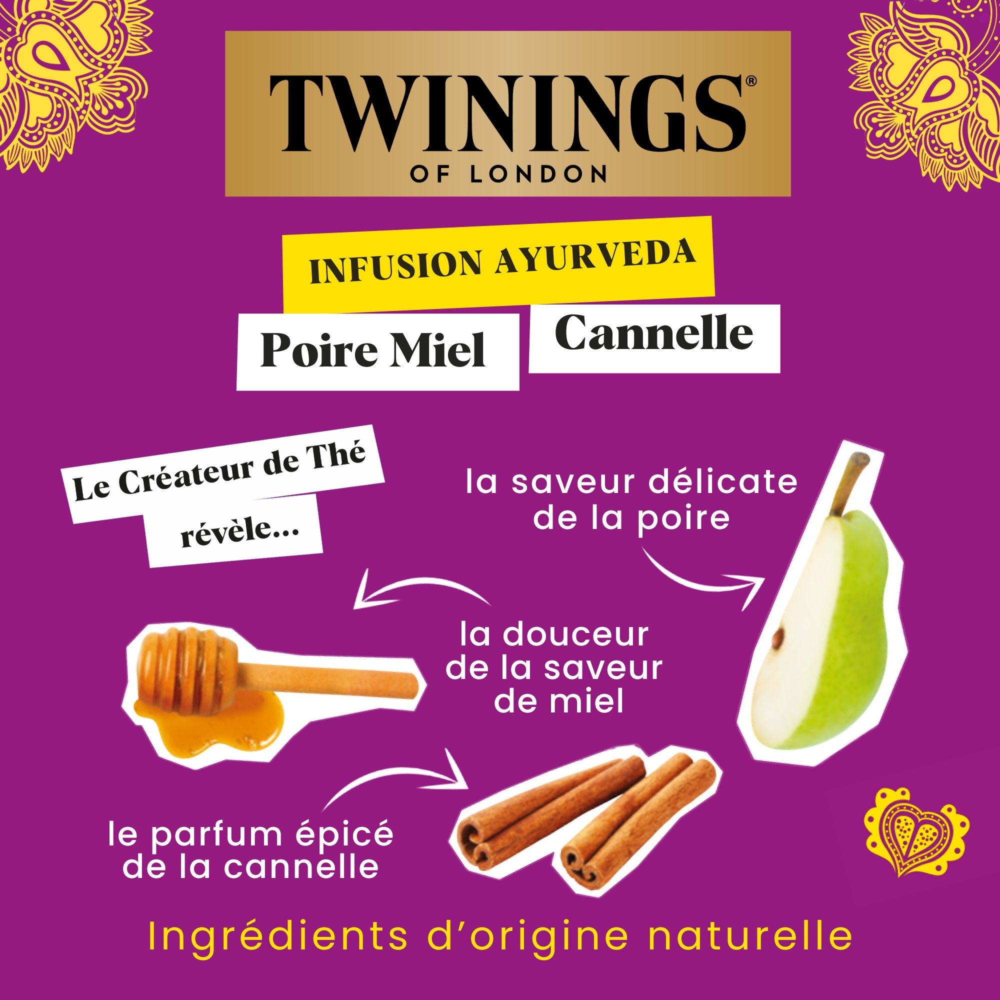 Infusion Ayurveda Poire Miel Cannelle