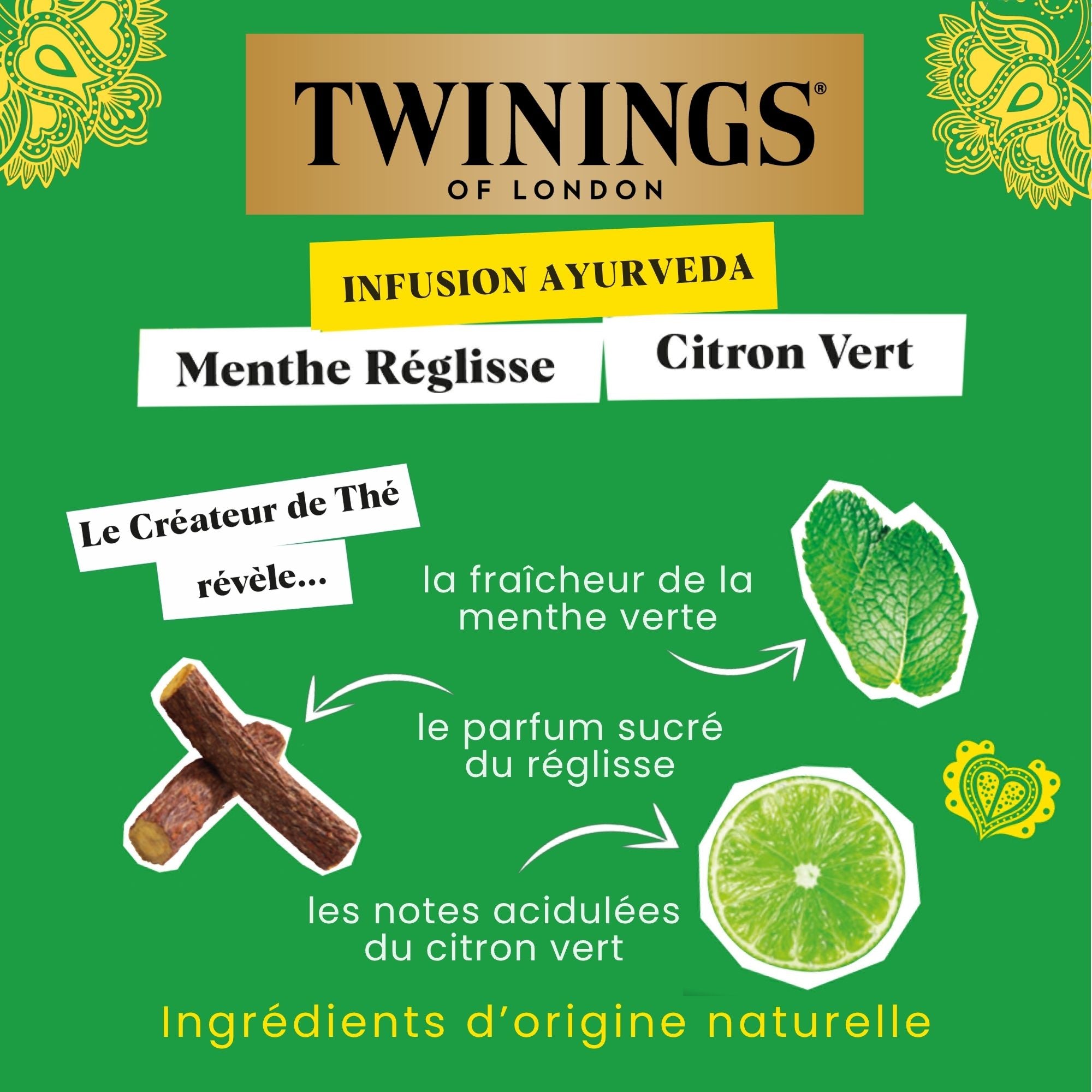 Infusion Ayurveda Menthe Réglisse Citron Vert