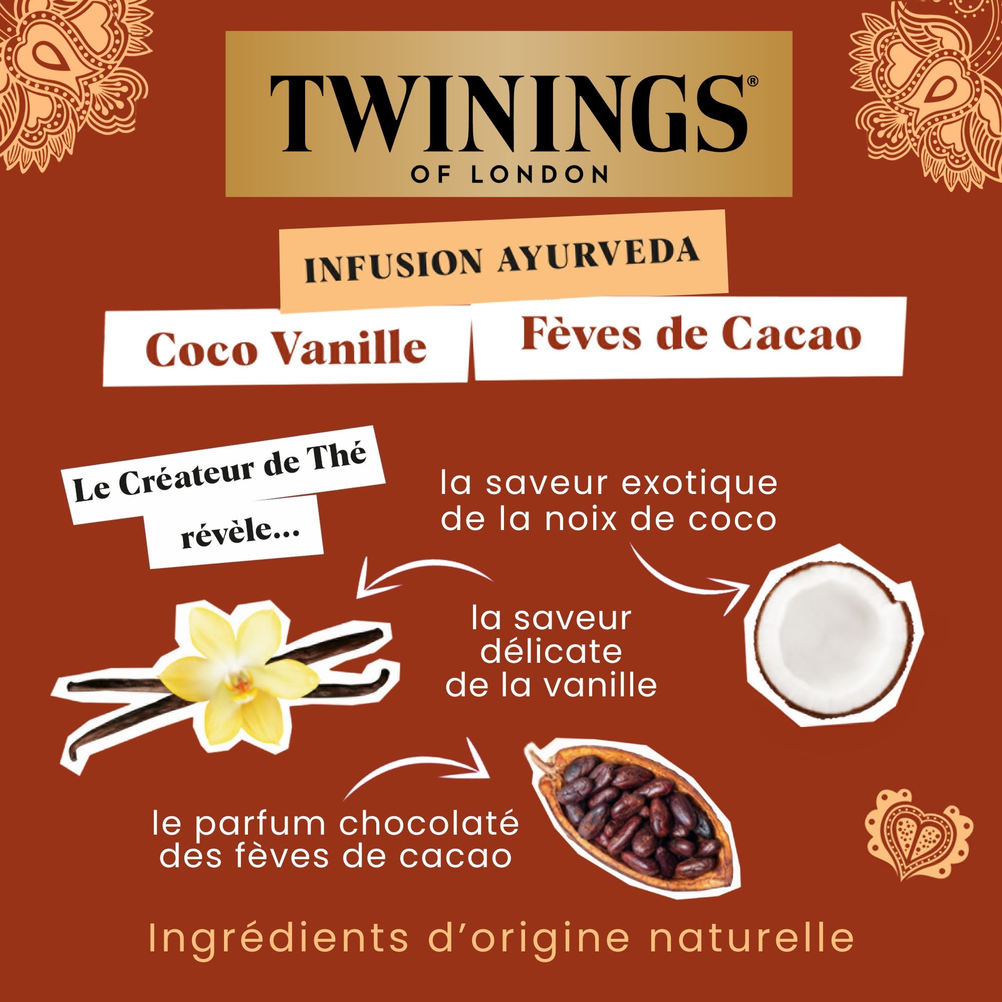 Infusion Ayurveda Coco Vanille Fèves Cacao