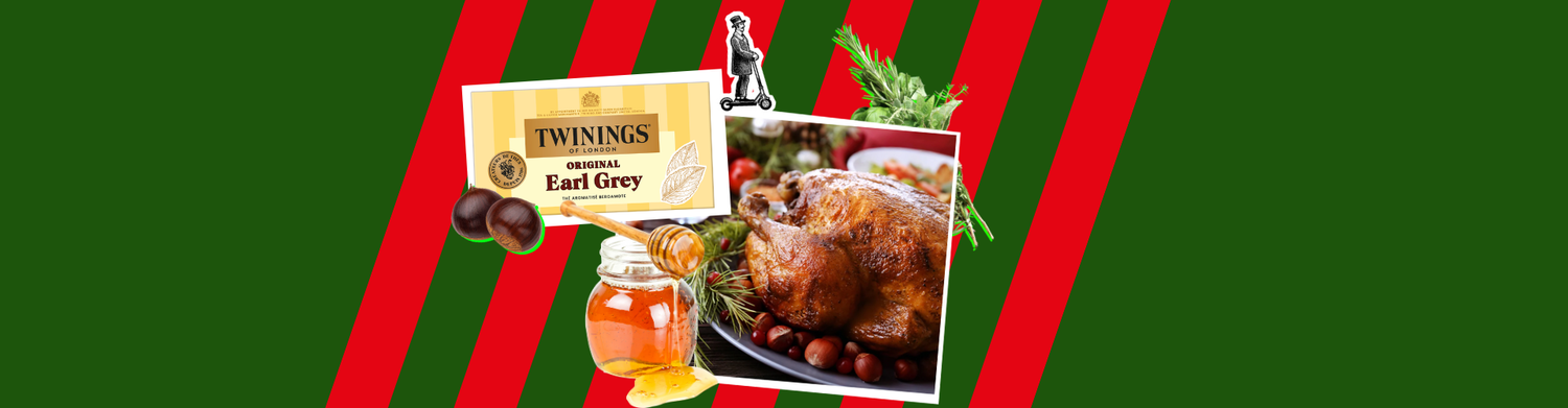 Chapon rôti aux marrons, thé Earl Grey et légumes racines